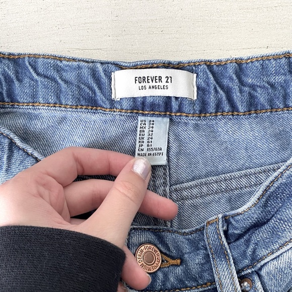 Forever 21 Blue Ripped Jean Shorts (size 24) - Picture 3 of 3